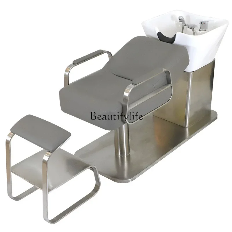 

For Hair Salon High-End Simple Hair Salon Lying Half Flushing Bed Ceramic Basin