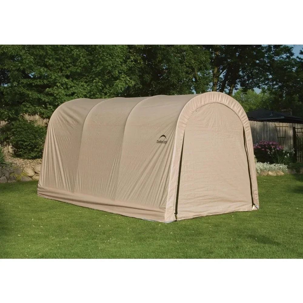 

10' x 15' x 8' All-Steel Metal Frame Round Style Roof Instant Garage and AutoShelter with Waterproof and UV-Treated