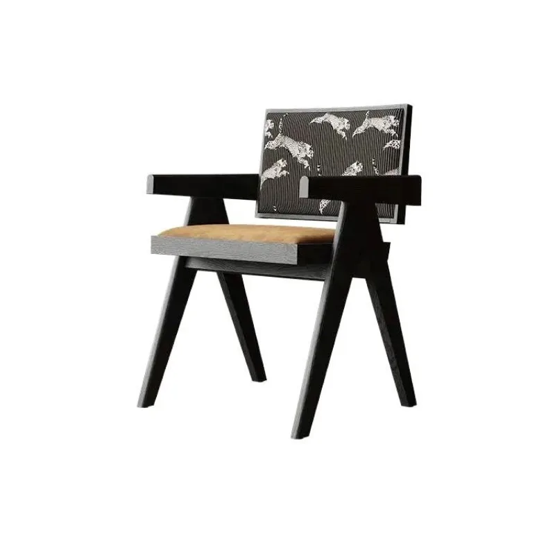 

Medieval Backrest Modern Home Dining Chair French Retro Simple Restaurant Single Casual Sofa Chair