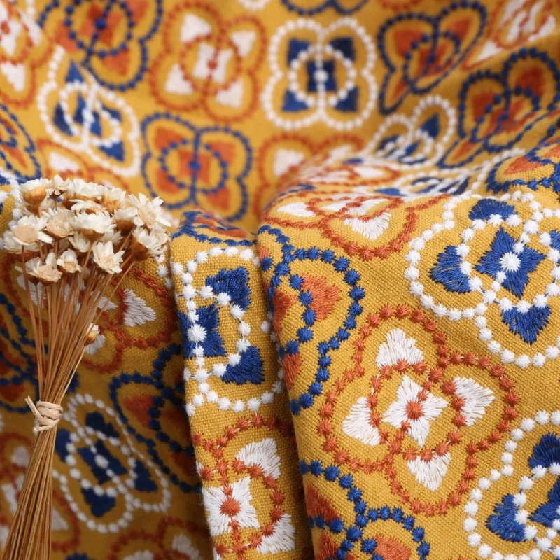 

Толстая льняная хлопчатобумажная ткань с геометрической вышивкой, подушка «сделай сам», диван, скатерть, украшение для дома, ткань на метр