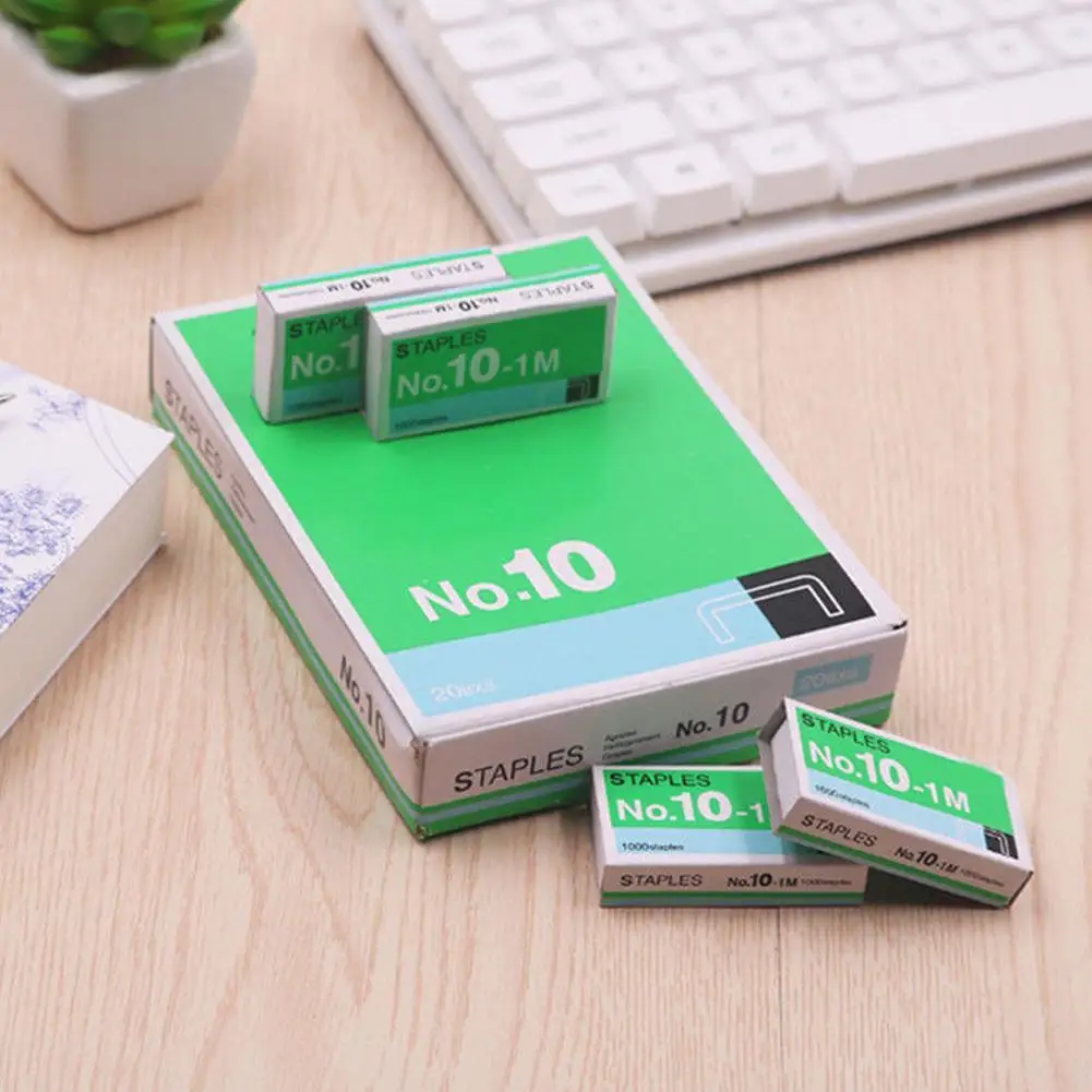 1000 Pcs No 10 Standard Metal Staples Box For Desktop Office Stapler High Quality Galvanized Corrosion Resistant Supplies