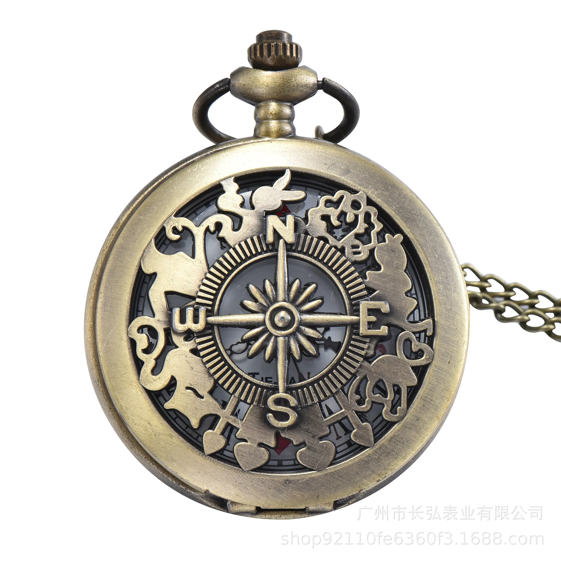 10pcs/lot New Bronze Quartz Pocket Watch Retro Alice Theme Pocket Fob Watch Pendant Necklace Pocket Watches Men Womens Gifts