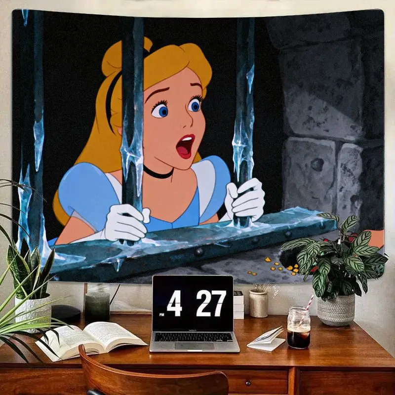 

1 шт., шокованный гобелен Золушки Диснея, классическая принцесса, тюрьма, настенное искусство, винтажный настенный гобелен из полиэстера для декора комнаты, подарок