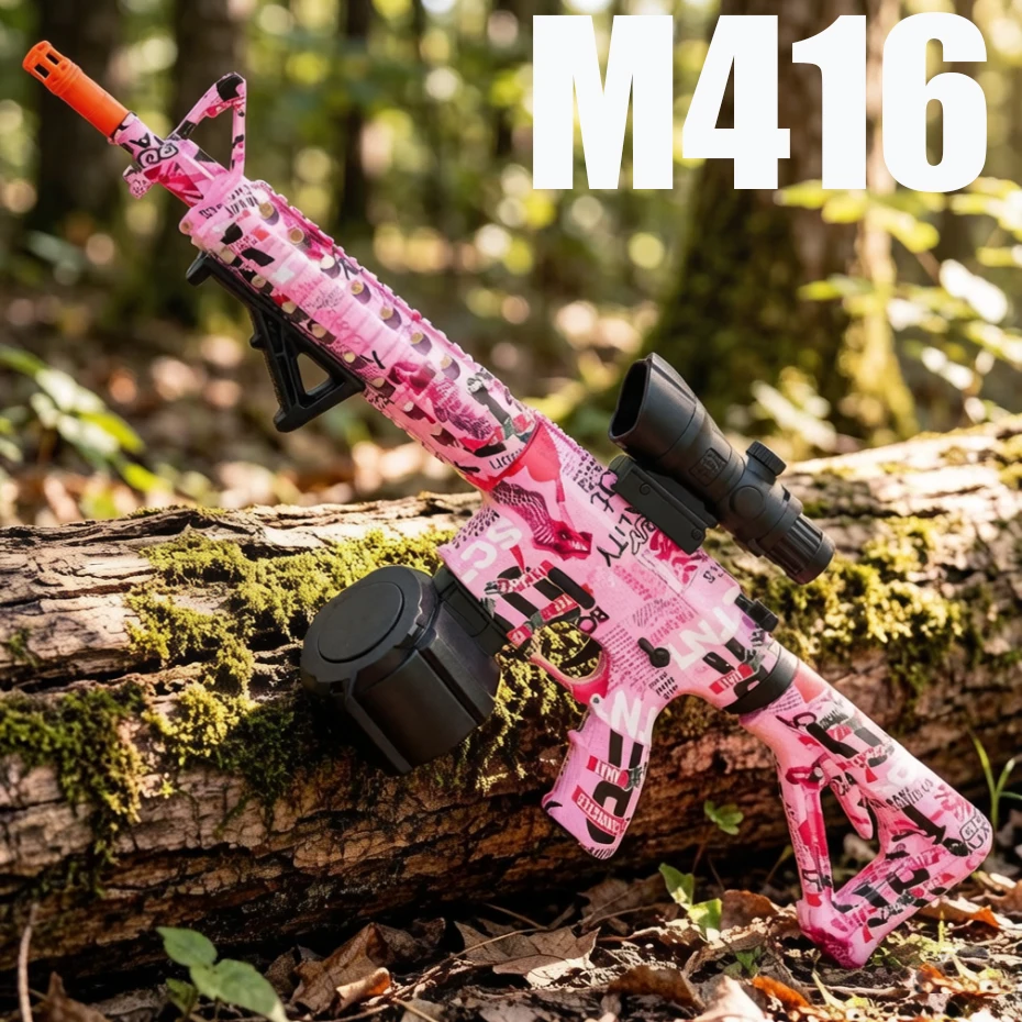 2026 New Model M416 Toy Gun Electric Continuous Firing Gel Bullets Can Fire 7-8mm Bullets, Same Style as Boys' Toy Games, Outdoor Parent-Child Interaction, Available in Three Colors