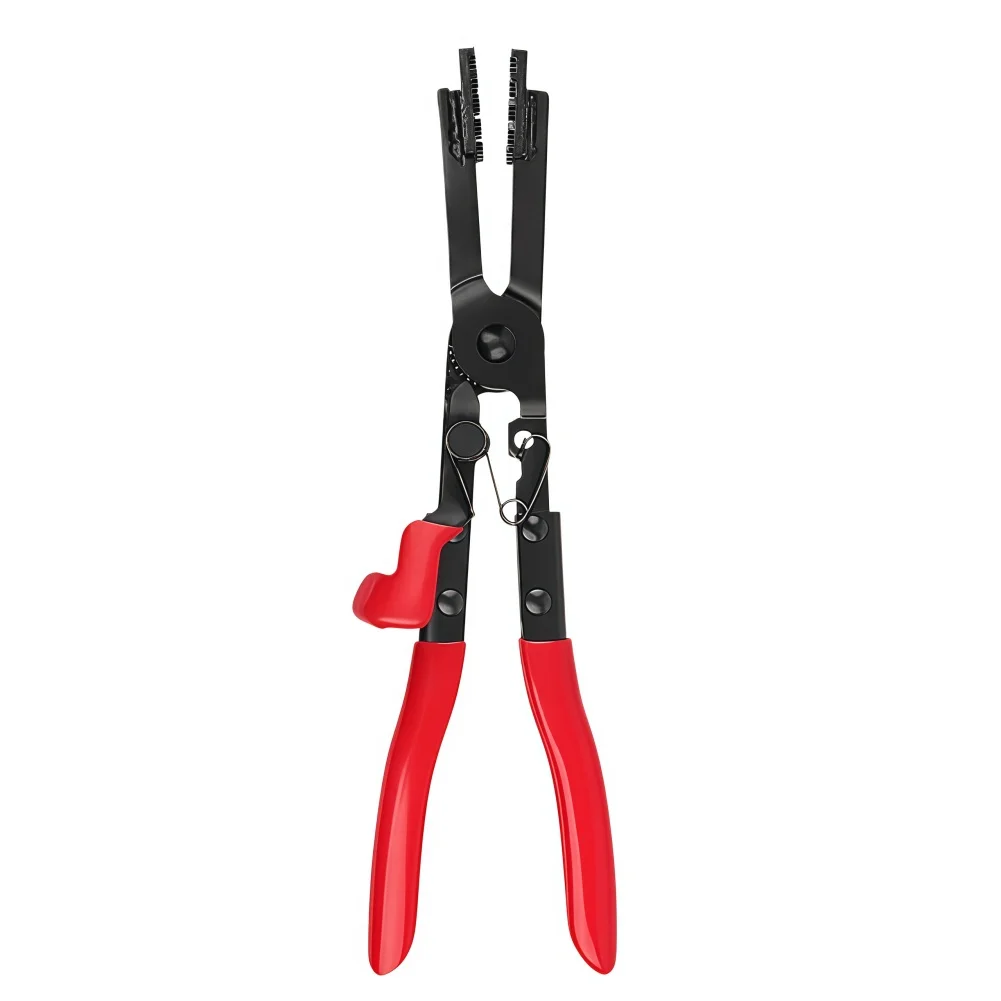 Robust Metal Pliers with Toothed Jaw for Installing and Removing Hose Clamps on Straight and Elbow Tube Bundles