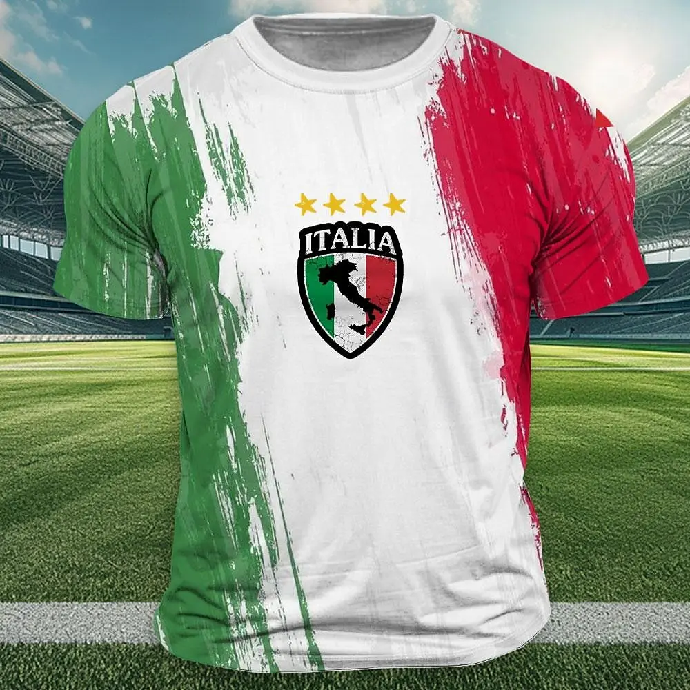 Italy National Flag Print T Shirt For Men Summer Outdoor Jersey Sports Tops Casual O-Neck Loose Short Sleeve Fashion Tracksuits