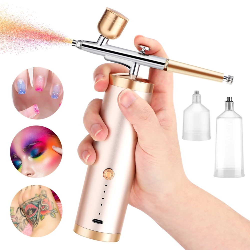 Paint Airbrush Kit Pigment Airbrush Set Nail Art Airbrush Cake Decoration T-shirt Painting Makeup USB Charging