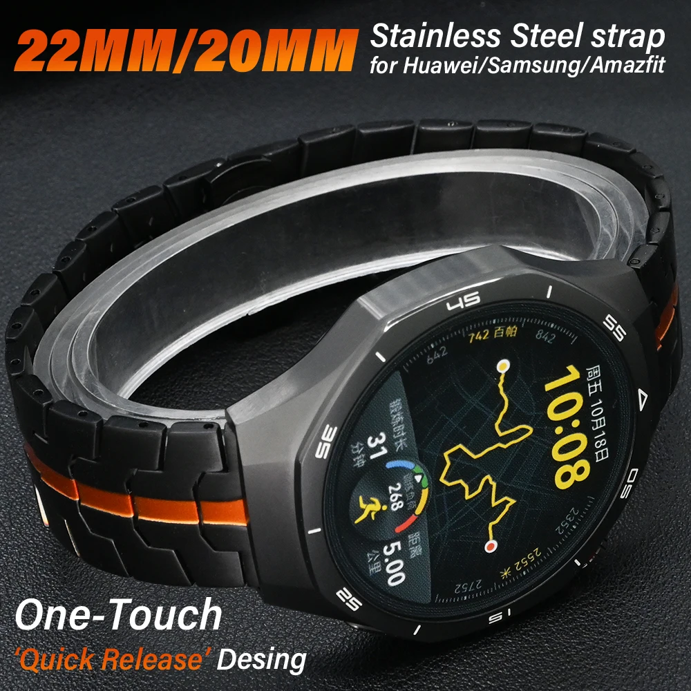 MEN Stainless Steel Strap for Huawei Watch 4/4 Pro GT5 GT4 GT3 46mm Luxury 20mm 22mm Link Bracelet for Samsung Galaxy 7/6/5/4/FE