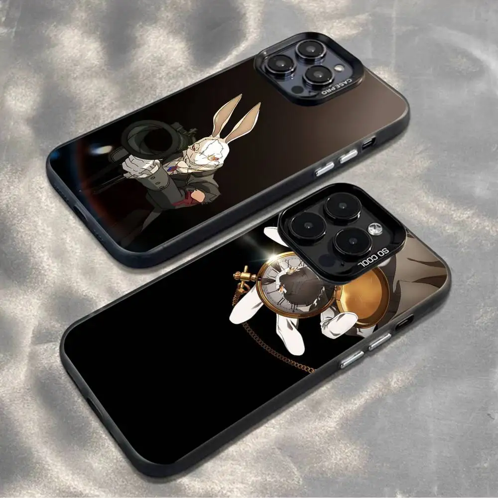 ホワイトラビット D-デビルメイクライ iPhone17、16、15、14、13、12、11、Mini、Pro、MAX、plus用スマホケース、ブラックマット耐衝撃カバー