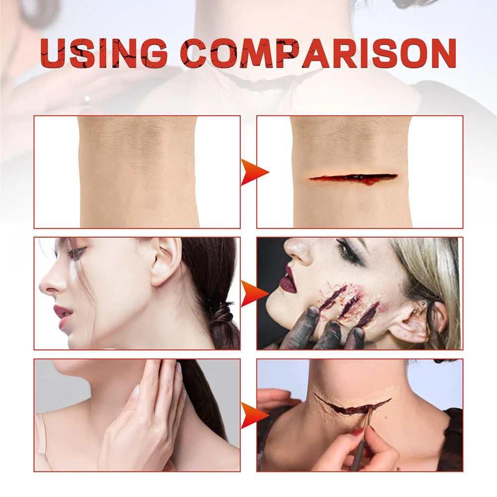 Juego de gel de sangre para maquillaje de escenario, accesorios de maquillaje seguros sin irritación para Halloween, accesorios de película de terror