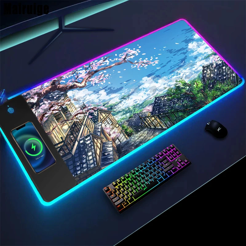 

Mairuige Sakura беспроводной зарядный коврик для мыши Rgb декоративный игровой коврик для компьютера