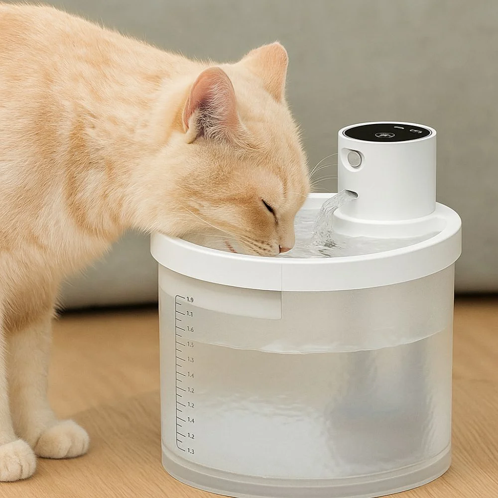 

2.2L Capacity Pet Water Fountain Motion Sensor Ultra Quiet Cat Water Dispenser USB Rechargeable 2 Modes Automatic Water Fountain