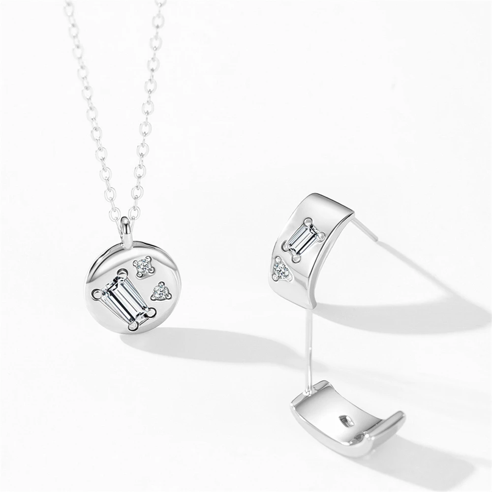 

S925 стерлингового серебра нишевые модные серьги в стиле панк с бриллиантами и цирконом, комплект ожерелья для женщин