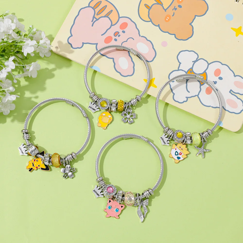 مجموعة مكونة من 4 قطع من أساور بيكاتشو الإبداعية الكرتونية لعبة الموضة صندوق أعمى إكسسوارات مجوهرات للأطفال مجموعة هدايا أنيمي #2