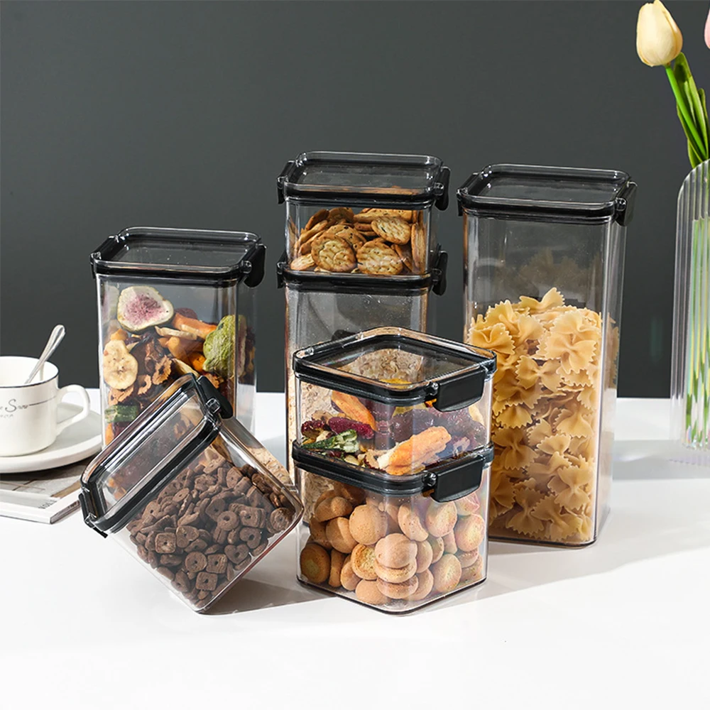 

Stackable Transparent Food Storage Containers Kitchen Storage Airtight Cans Multigrain Tank Bottle Dried Fruit Tea Storage Box