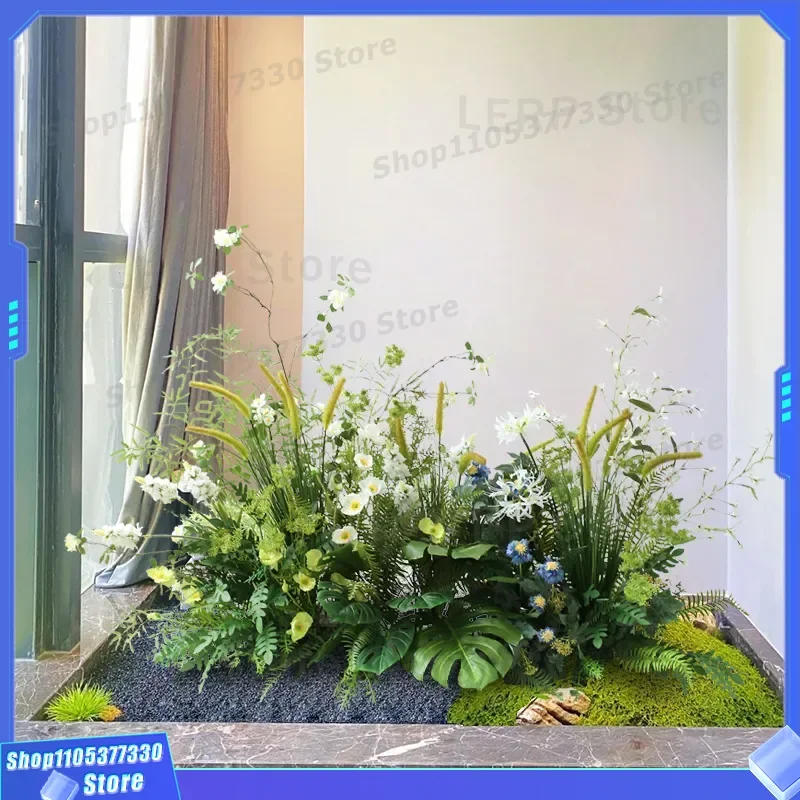 Artificial Dog Tail Grass Bush Small Fake Green Plant for Hotel Model Room Corner Interior Decoration Landscaping Home Decor