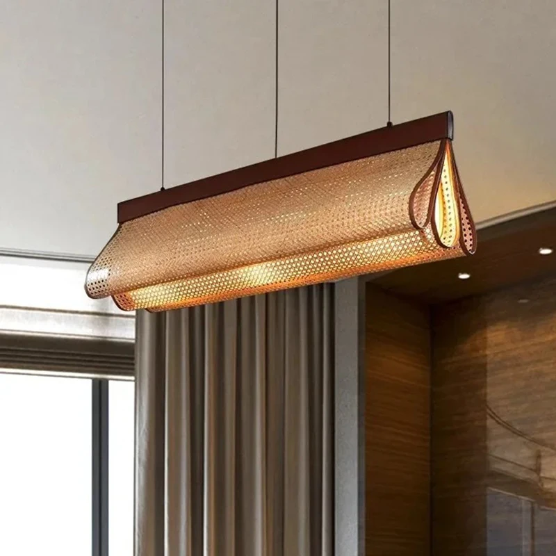 

Modern Japanese Wabi Sabi Retro Rattan Weaving Chandeliers Living Dining Bedroom Decoration Home Pendant Lights Indoor Fixtures
