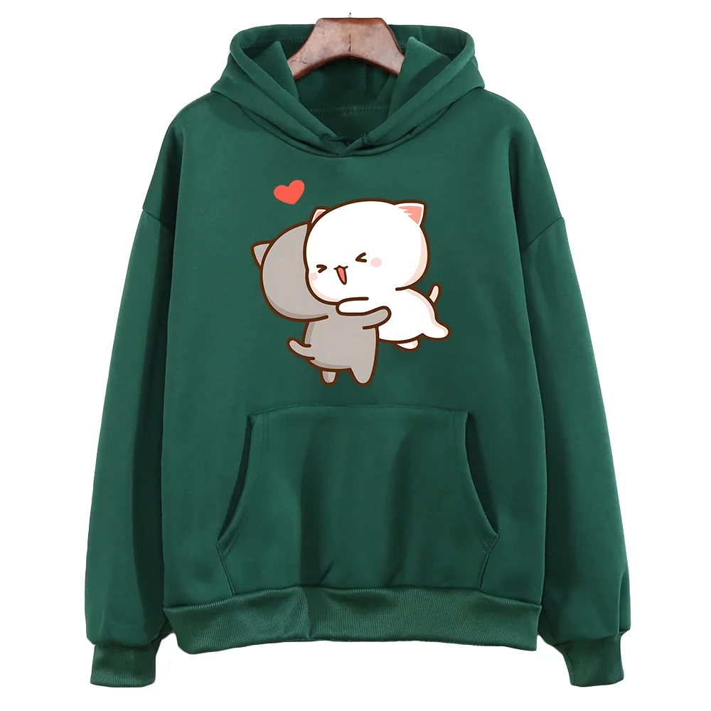 Peach And Goma Mochi Cat Love Print Hoodie Women/Men Kawaii Cartoon Sweatshirt for Girls Casual Long Sleeve Autumn Tops Fashion