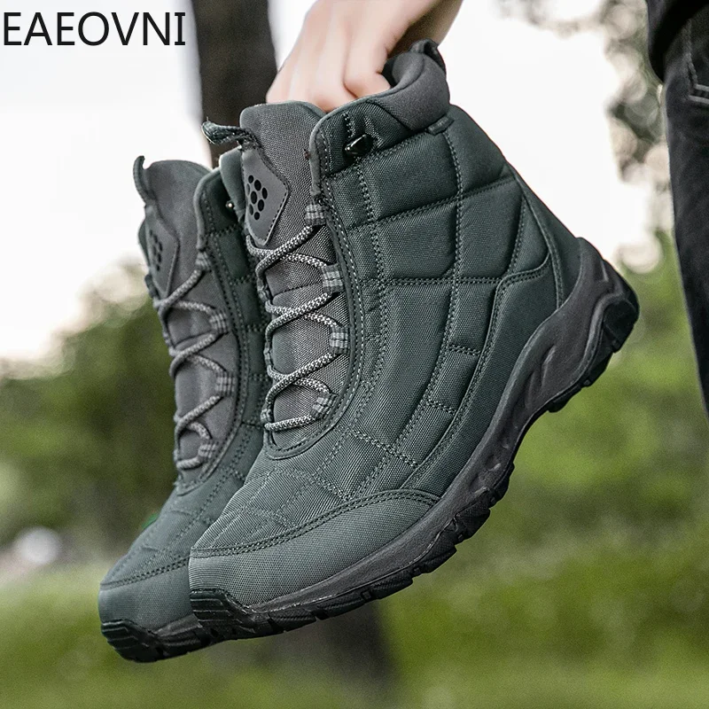 Men's Winter Boots Snow Boot Classic Round Toe High Tops Men Shoes Velvet Thickening EAEOVNI Explosive Style Male Shoe Hot Sale