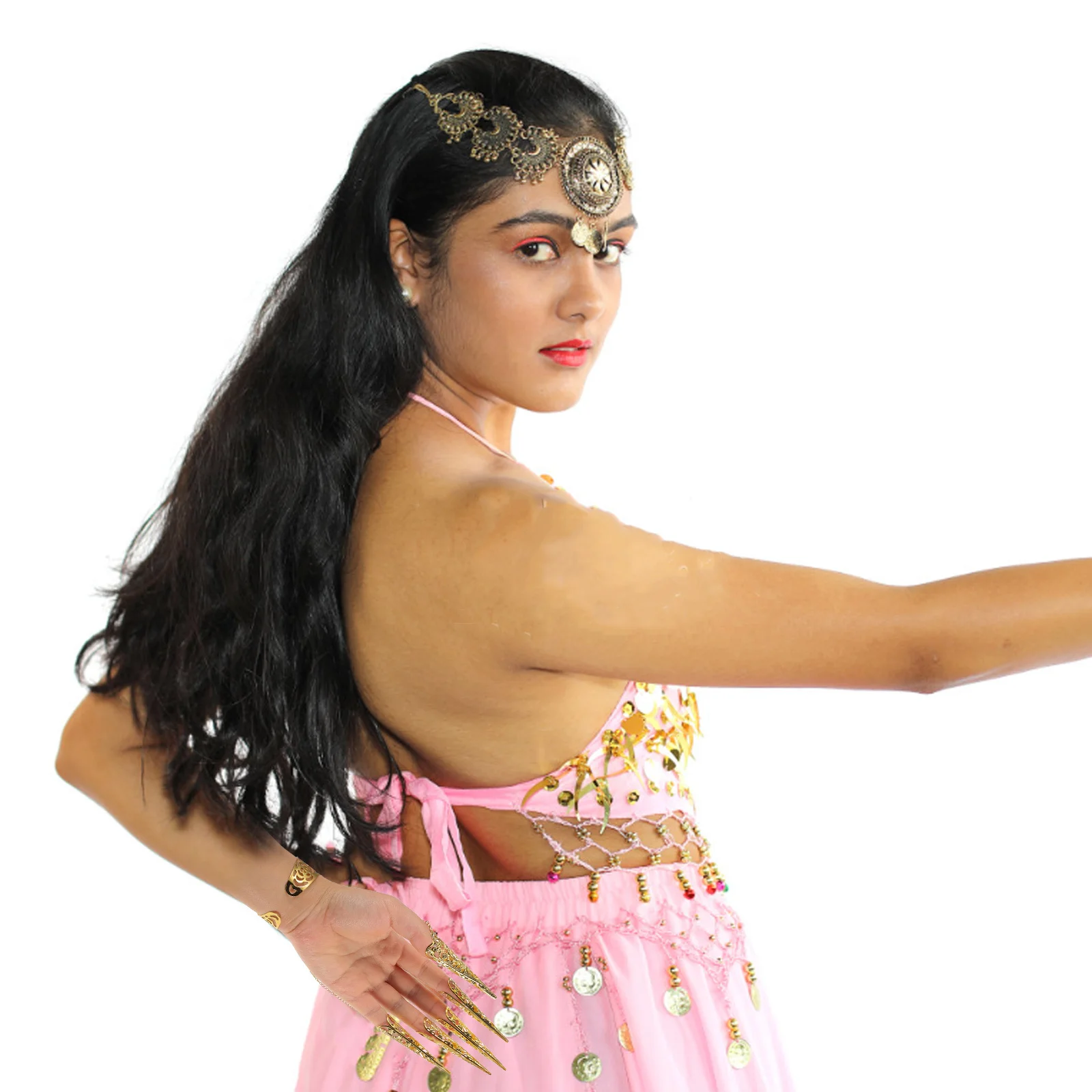 

2Pcs Belly Dance Bracelet Finger Nails Exquisite Craftsmanship Lightweight Comfortable Wear Dancing Performance Jewelry
