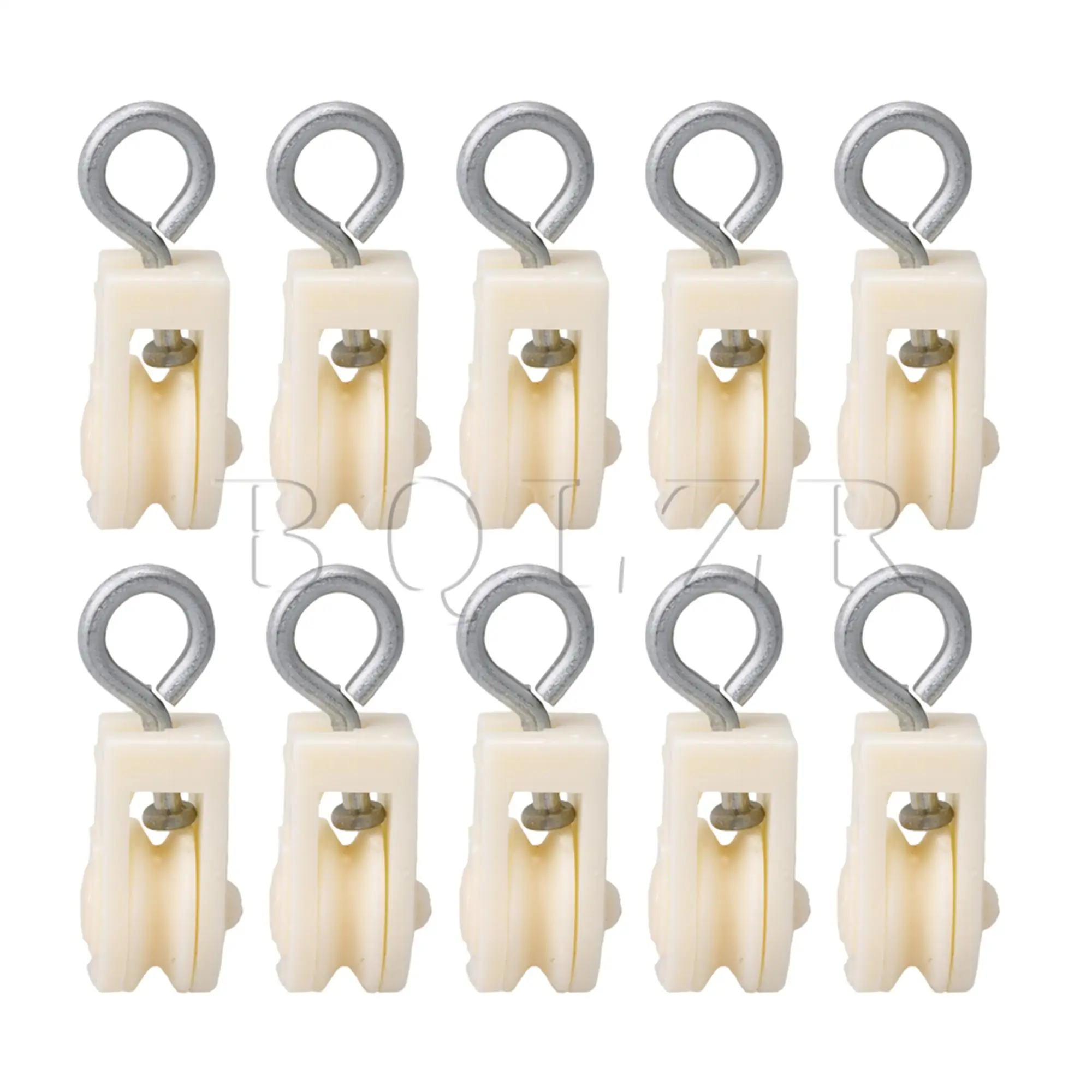 BQLZR 50pcs Plastic White 8mm Single Sheave Pulley Livestock Supplies for Farm