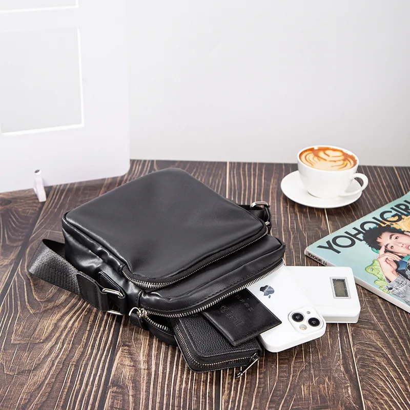 GOYN Men's Shoulder Bags Multi Pocket Crossbody Bags Phone Bag Leather Small Sling Bag for Outdoor Business Work Commuter