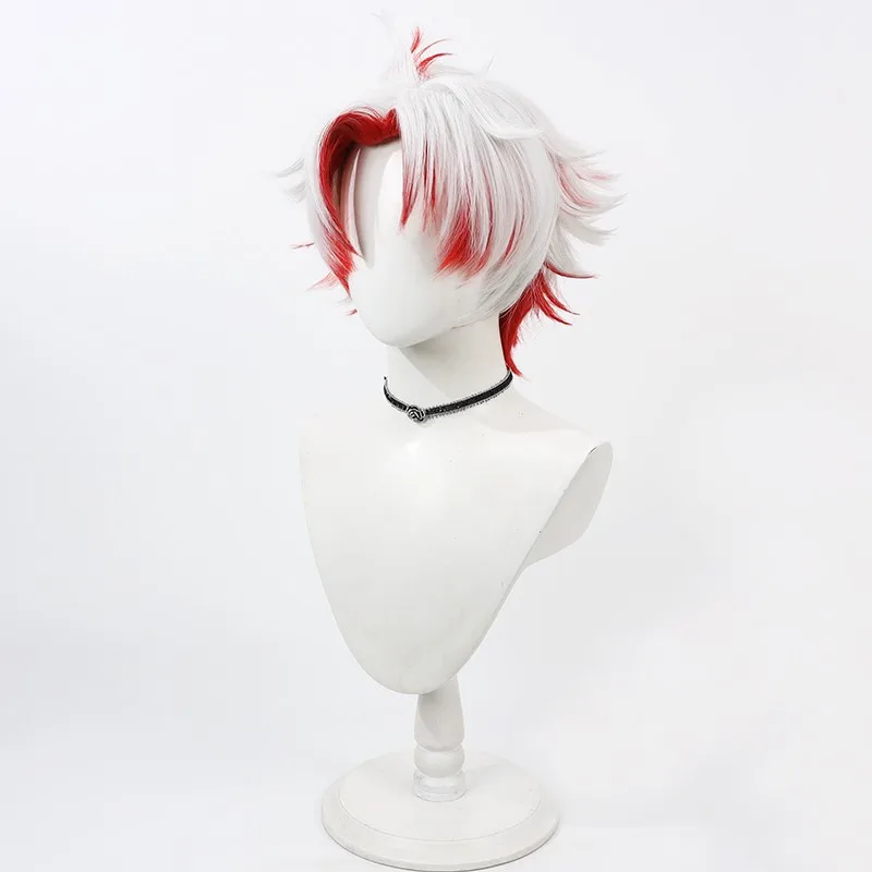 Jeu Wuthering Waves Scar Cosplay Perruque pour Adulte, Mèches Blanches, Cheveux Courts Rouges, Coiffure, Degré de Chaleur, Perruques Synthétiques, Accessoire d'Halloween