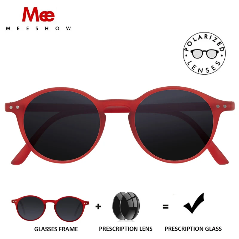MEESHOW Retro Ronde Gepolariseerde TR90 Zonnebril op sterkte voor Mannen Vrouwen Ronde Bijziendheid Bril Klassieke Optische Zonnebril