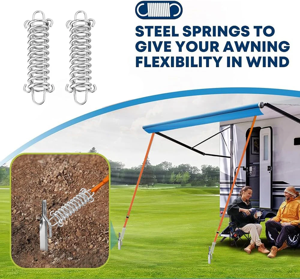 RV Caravan 2-IN-1 Awning Storm Band Straps Tie Down Kits For Thule Fiamma Dometic Awning Canopy Fit for Most Motorhomes