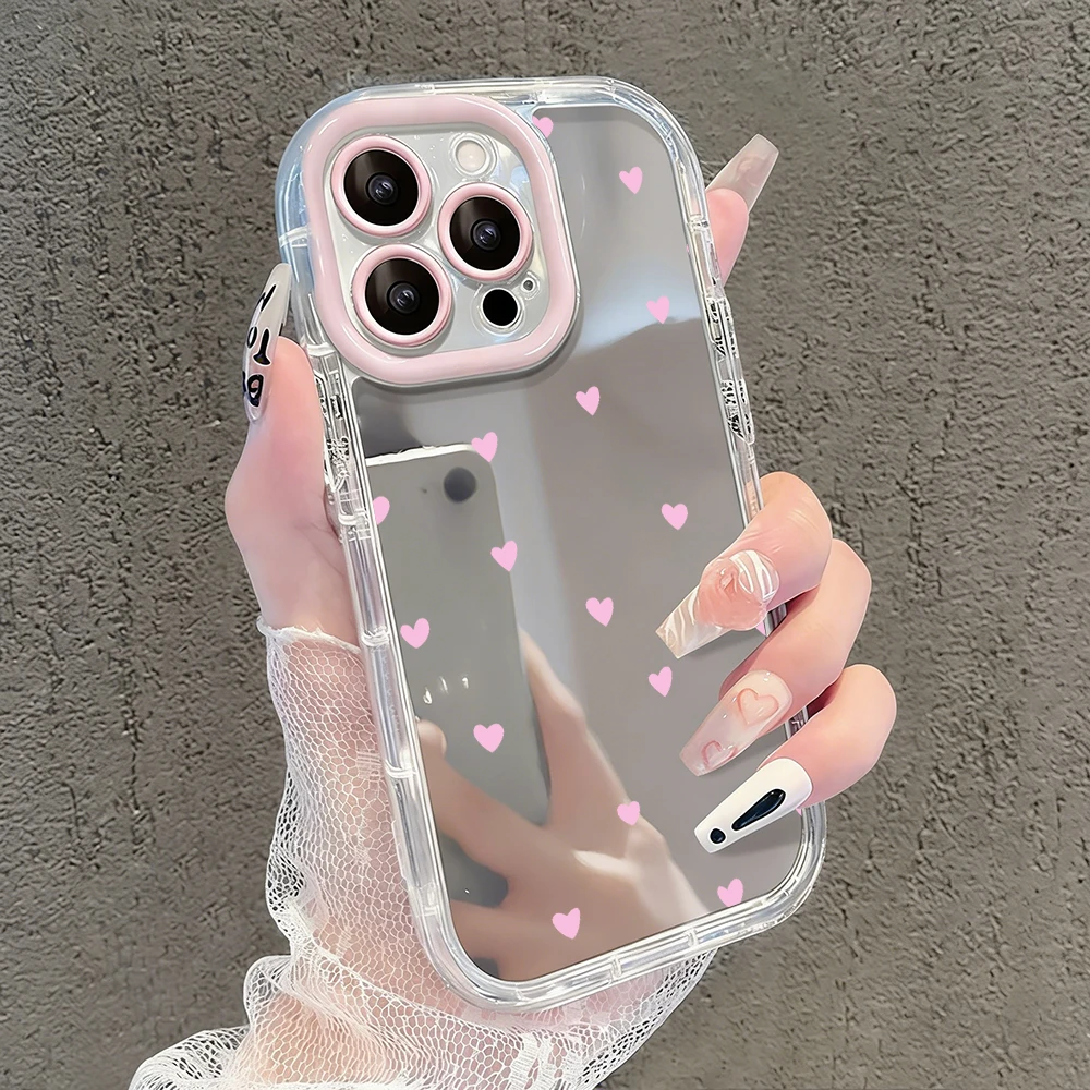 Einfache Stern-Polka-Dots Air-Cushion-Spiegel-Handyhülle für iPhone 17 15 14 16 Pro Max 13 12 11 Pro XR XS 7 8 Plus 17Air Girl Cover – Detail 24