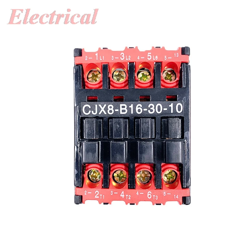 1pc AC Contactor 4 Screw Terminals 35mm Mounting Rail 220V 50Hz 5.5KW(AC-3) Power 3 Pole + 3NO Control Circuits B16-30-10