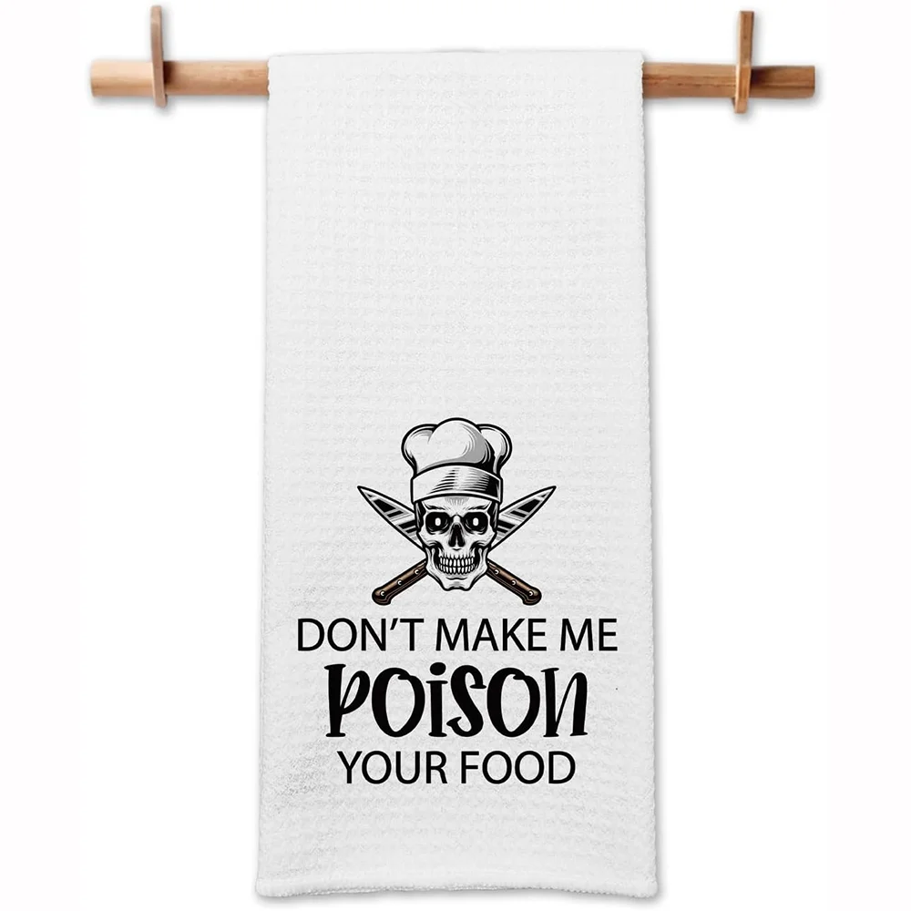 

1Pcs Funny Kitchen Huafu Tea Towel Soft Dish Towels Unique Housewarming Gift Evil Skull Chef Send To Friends and Colleagues