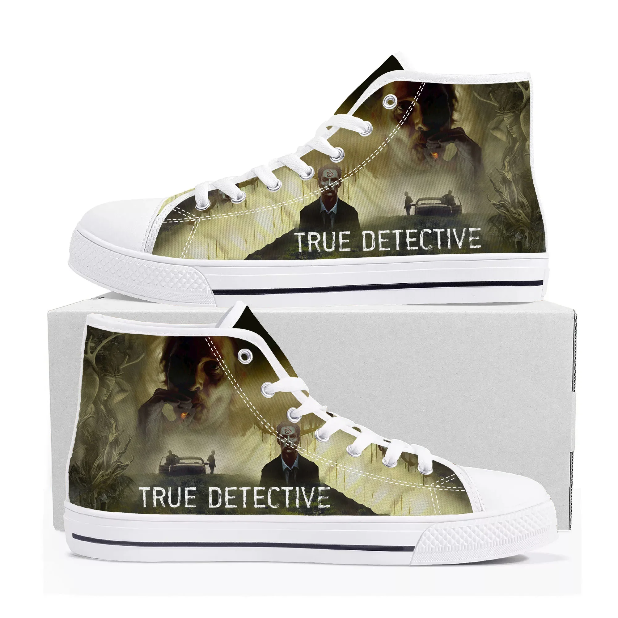 True Detective High Top Sneakers Mens Womens Teenager Canvas High Quality Sneaker Casual Custom Made Shoes Customize DIY Shoe