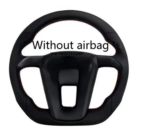 

Real Leather Sports Racing Steering Wheel with Horn Button Red Stitch for LC300