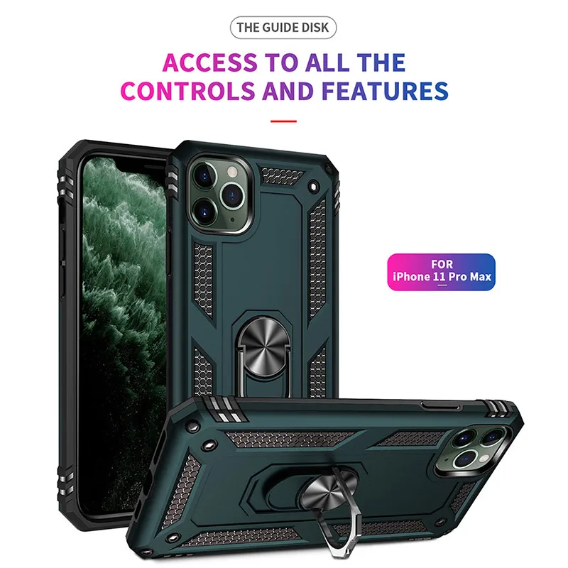 

Armor Ring Magentic Case For IPhone 15 14 13 12 11 Pro Max XR X Bumper Cover For IPhone 15 14 8 7 Plus Holder Silicone Cases