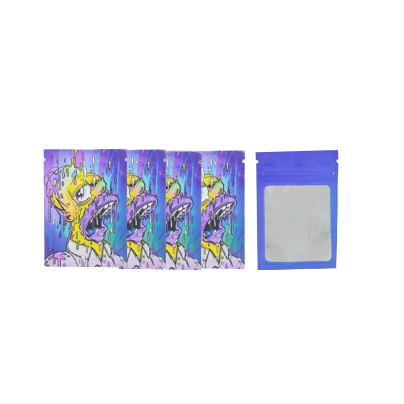 7x10cm Cartoon Geurbestendige Voedsel Opbergzakken Venster Pouch Aluminium Zakjes Mylar Zakken Hersluitbare Waterdichte Plastic Ritssluitingszak