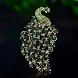 Popular Rhinestones Peacock Brooches for Women Unisex Glass Phoenix Pins Event Party Backpack Decoration Clothes Accessories