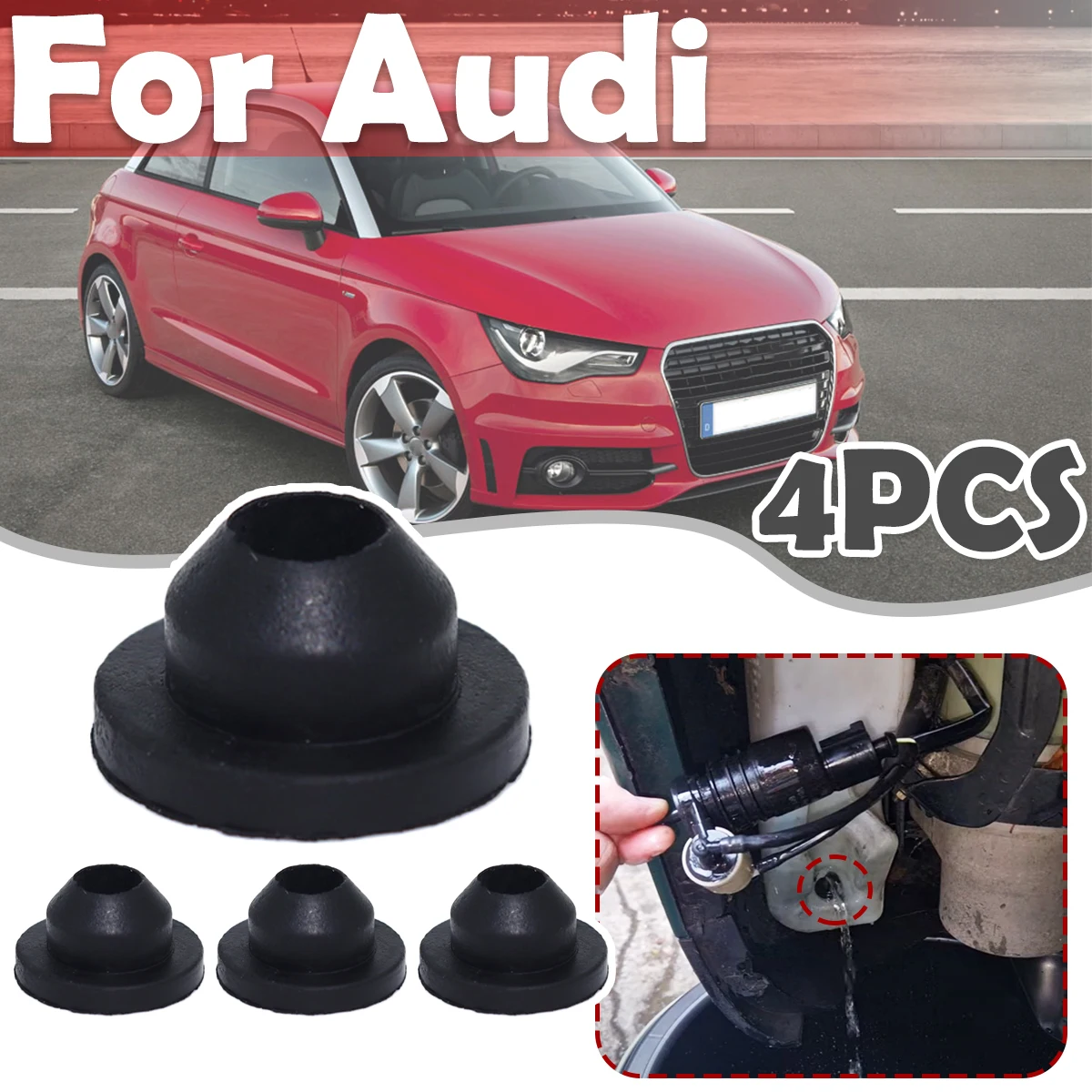 4PC Windscreen Windshield Washer Headlight Pump Seal Water Reservoir Gasket Grommet Mount Rubber Bung Cap Clip Plug For Audi