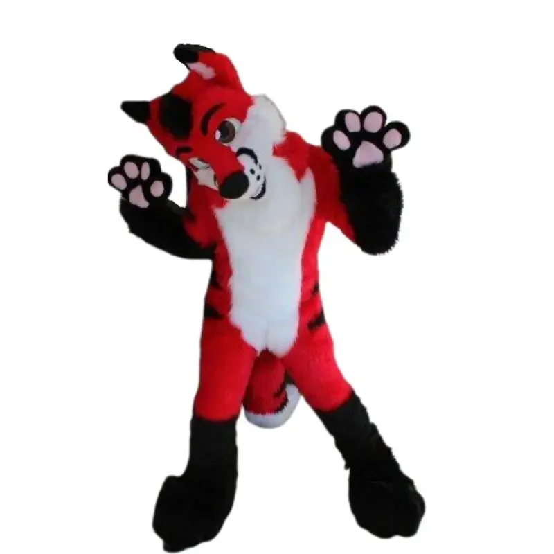 Wolf Mascot Costume Red Fur Dog Fursuit Cosplay Halloween Christmas Party Dress