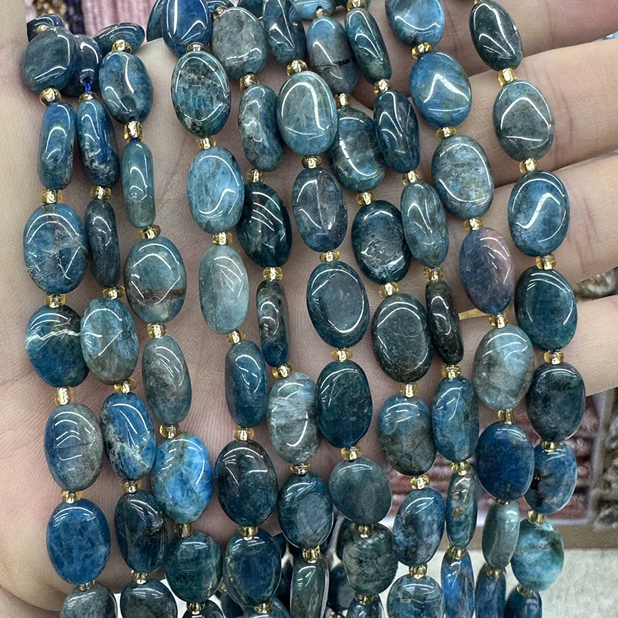 Natural Crystal Blue Apatite Stone Egg shaped Loose Beads For DIY Handmade Bracelet Necklace Accessories 15'10x14mm