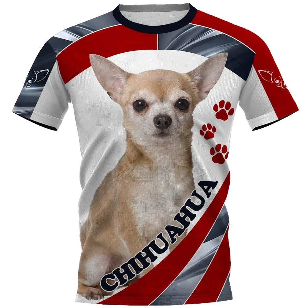 HX Chihuahua T-shirts Animals Dogs Samoyed T-shirt Fashion Casual Pullovers Tops Harajuku Streetwear Short Sleev Shirts