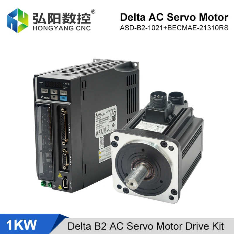 Delta Servo Motor 1KW AC Servo Motor Drive Kit 4.77N B2 Series ASD-B2-1021 BECMA-E21310RS BECMAE-21310SS With 15m Cable