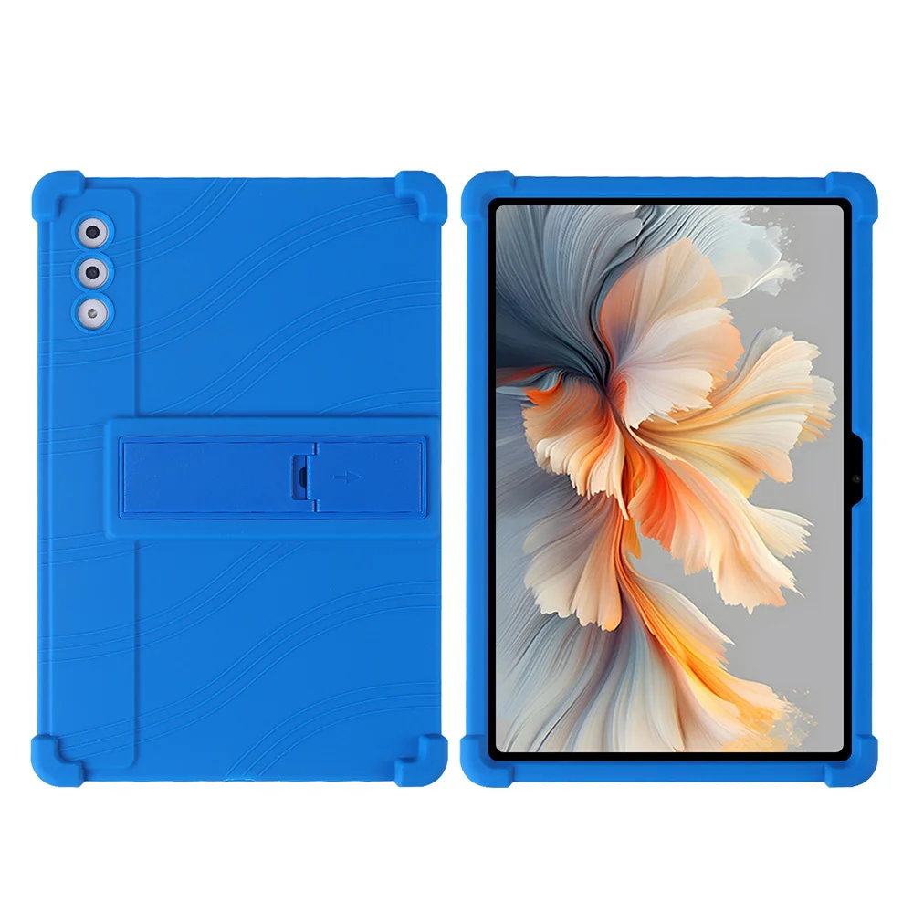 

For Lenovo Yoga Tab Plus / Pad Pro AI Silicone Case with Kickstand Rugged Protective Cover - Dark Blue