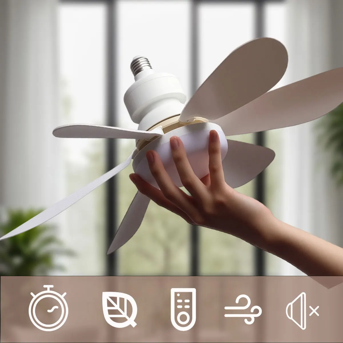 Ventilateur de plafond LED 40W E27 avec télécommande pour variation de luminosité, adapté au salon, au bureau, à un usage domestique, 85-265V