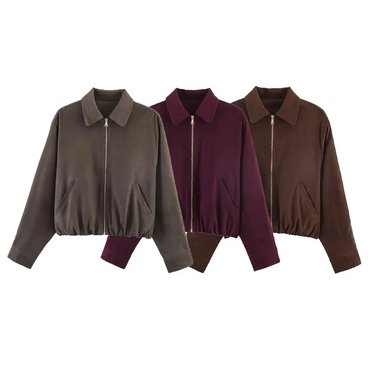 Chaqueta de Mujer para Primavera/Otoño 2026, Chaqueta de Moda en Gamuza, Estilo Casual, Nueva, con Cierre, Chaqueta Urbana
