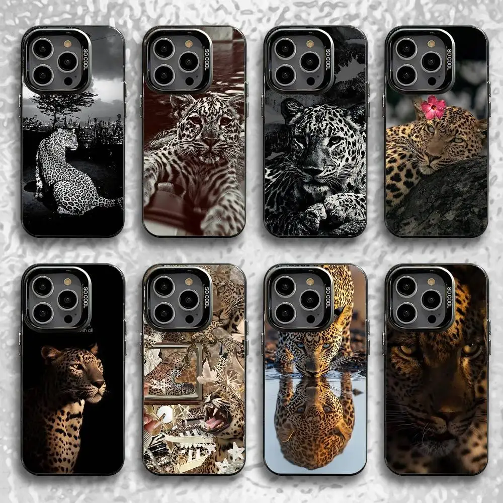 

Fashion Cool Animal Leopard Phone Case For iPhone 16,15,14,13,12,11,Pro,Max,Plus,Mini,SE Black Candy Matte Shockproof Cover