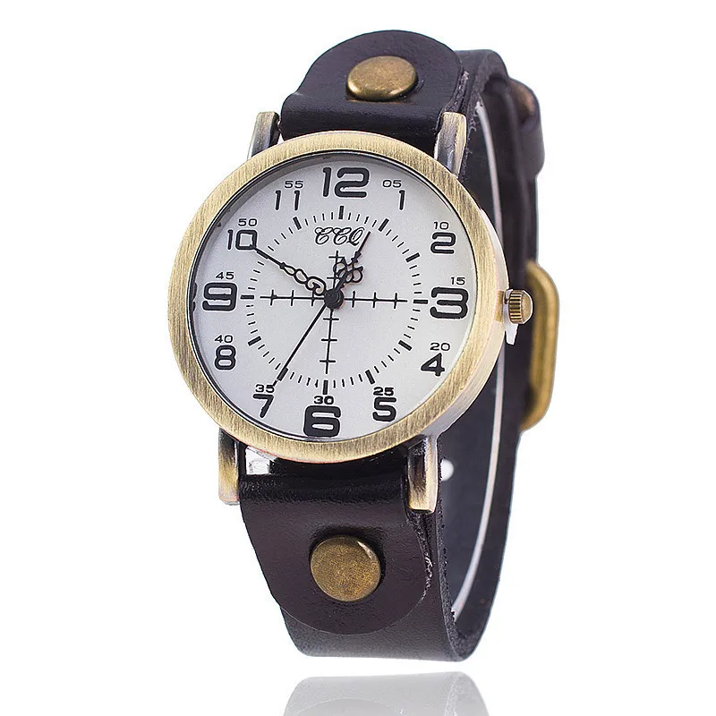 Reloj de pulsera de cuero Vintage para mujer, reloj de pulsera clásico antiguo de alta calidad, reloj de cuarzo de lujo para mujer, estilo Neutral