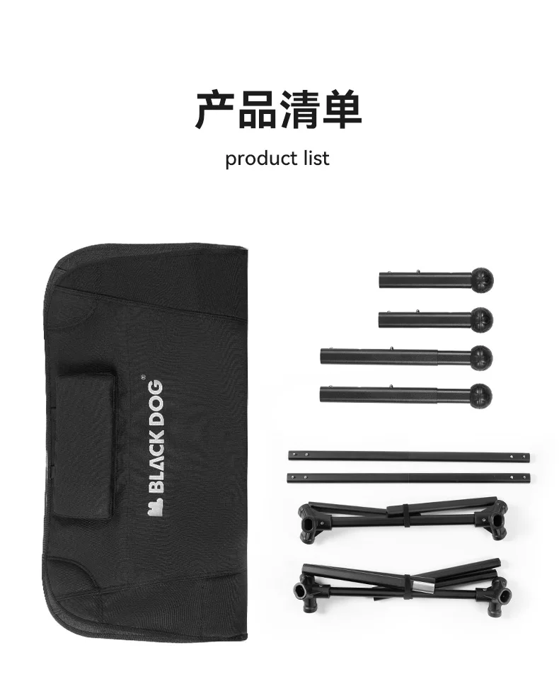 BlackDog kursi berkemah luar ruangan, kursi santai lipat kasual, kursi pantai istirahat makan siang portabel