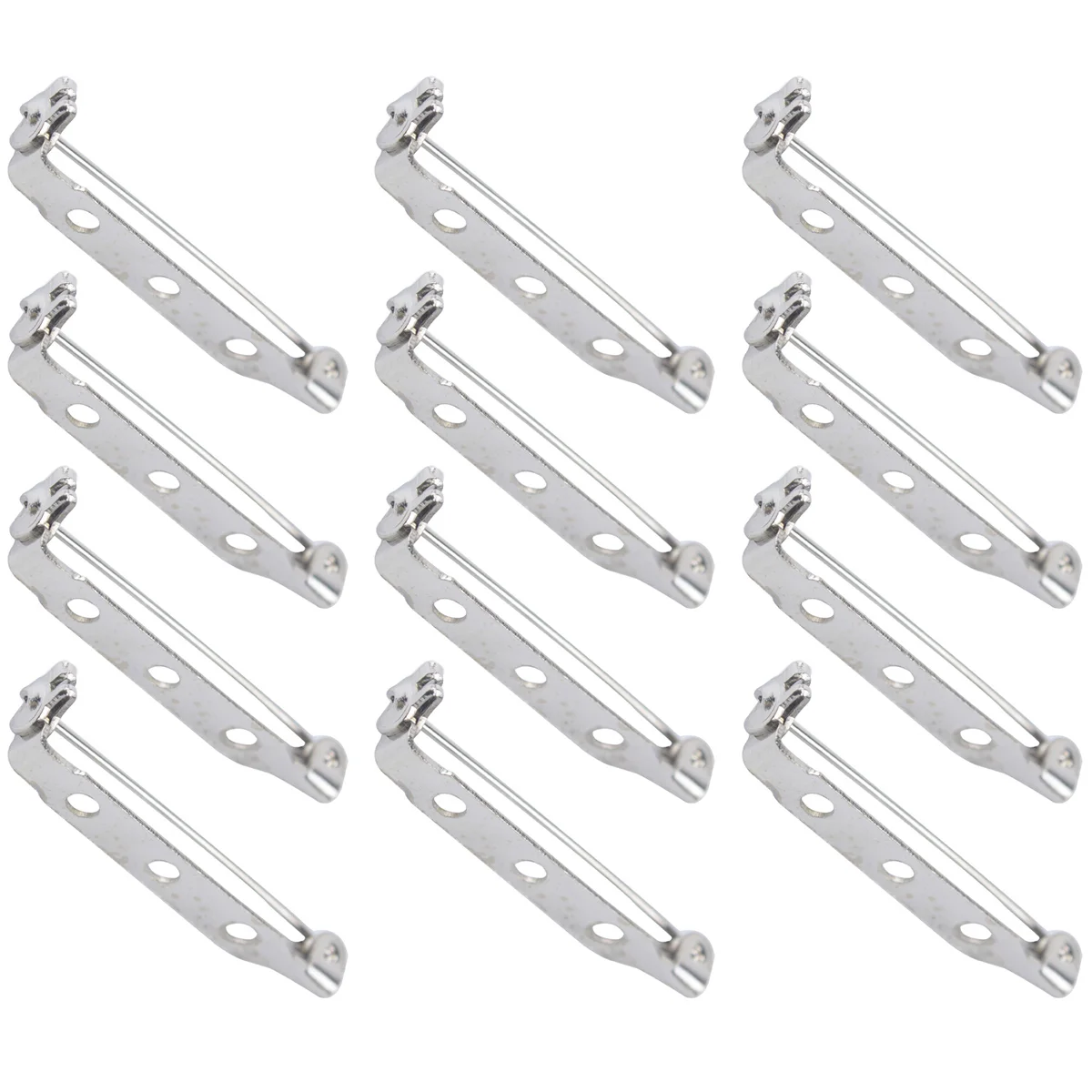 50pcs 37mm Stainless Safety Catch Bar Brooch (Silver)