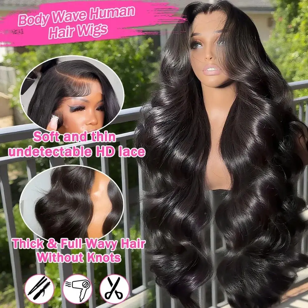 13x4 Body Wave Lace Front Wigs Human Hair Pre plucked With Baby Hair 200 Density HD Lace Body Wave Human Hair Wigs For Women Lace Front Wigs Human Hair Pre Plucked 200% Density Body Wave HD Lace Front image 5